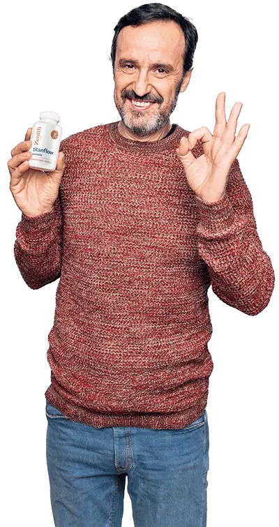 Titanflow man holding one bottle